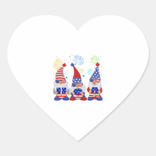 Funny American Gnomes Sunglasses Patriotic USA th  Heart Sticker