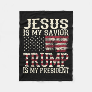 Funny American Jesus Is My Saviour Trump Is My Fleece Blanket
