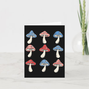 Funny American Mushroom Usa Flag 4th Of July Card