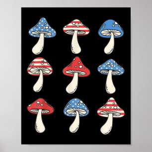 Funny American Mushroom Usa Flag 4th Of July Poster