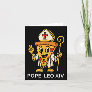 Funny American Pope Leo Xiv Pizza Slice Cartoon Ca Card