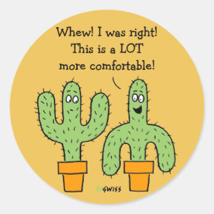 Funny American Southwest Cactus Cartoon Classic Round Sticker
