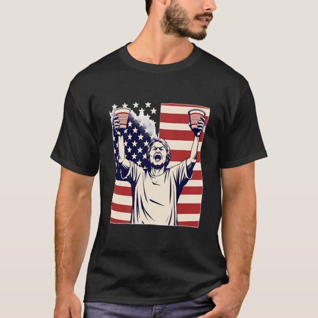 Funny American Sports Lover Usa Cheerleading Man T-Shirt (Front)