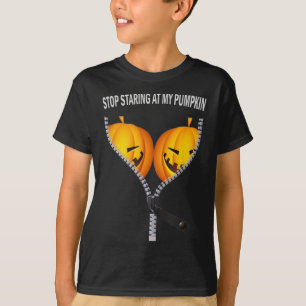 Funny American Stop Staring At My Pumpkin Party Ha T-Shirt
