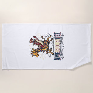 Funny Amerigiraffee Patriotic Giraffe Hot Dog Shir Beach Towel