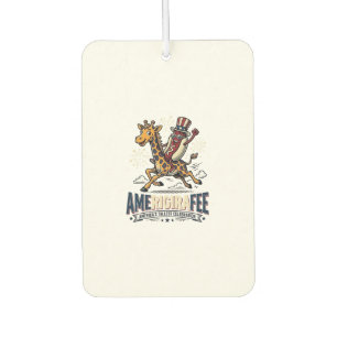 Funny Amerigiraffee Patriotic Giraffe Hot Dog Shir Car Air Freshener