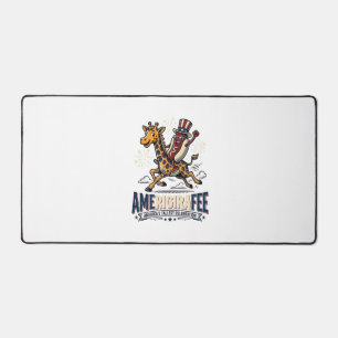 Funny Amerigiraffee Patriotic Giraffe Hot Dog Shir Desk Mat