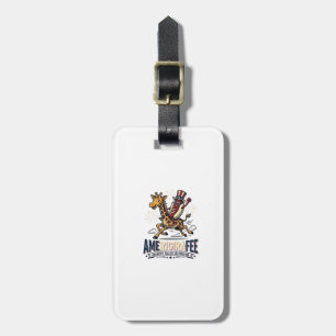 Funny Amerigiraffee Patriotic Giraffe Hot Dog Shir Luggage Tag
