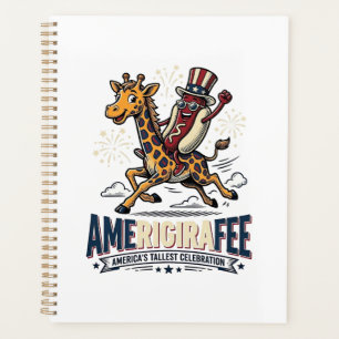 Funny Amerigiraffee Patriotic Giraffe Hot Dog Shir Planner