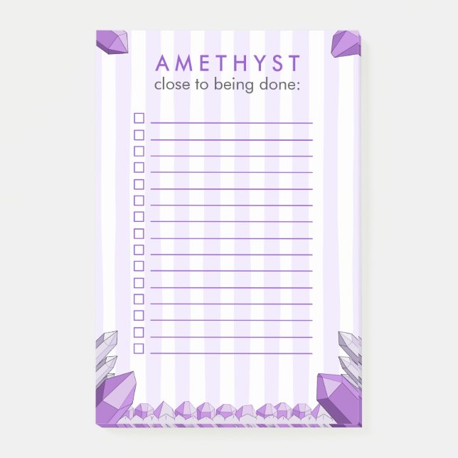 Funny Amethyst Crystal To Do Checklist Post-it Notes (Front)