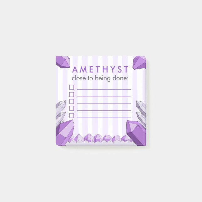 Funny Amethyst Crystal To Do Checklist Post-it Notes (Front)