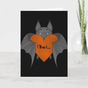 Funny amorous romantic Halloween vampire bat Card
