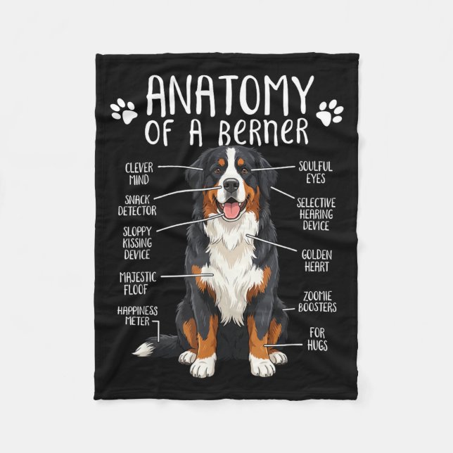 Funny Anatomy Bernese Mountain Dog Cute Berner Lov Fleece Blanket (Front)