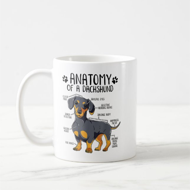 Funny Anatomy Dachshund Wiener Dog Cute Doxie Love Coffee Mug (Left)