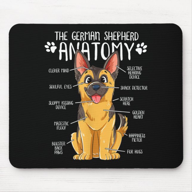 Funny Anatomy German Shepherd Dog Owner Mouse Mat (Front)
