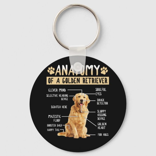 Funny Anatomy Golden Retriever Dog Lover Gift Key Ring (Front)