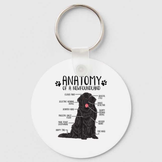 Funny Anatomy Newfoundland Dog Cute Newfie Lover  Key Ring (Front)