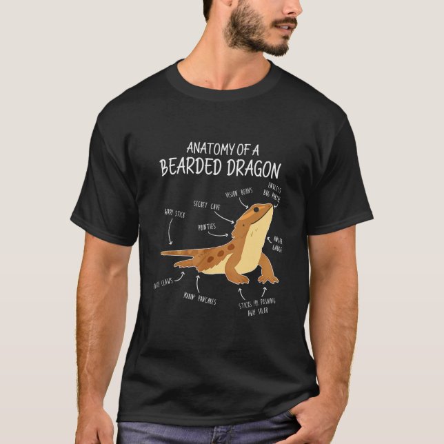 Funny Anatomy of a Bearded Dragon Pet Reptile T-Shirt (Front)