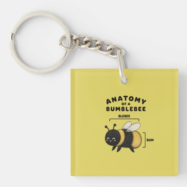 Funny Anatomy Of A Bumblebee Blebee Bum Cute  Key Ring (Front)