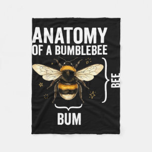 Funny anatomy of a bumblebee fleece blanket