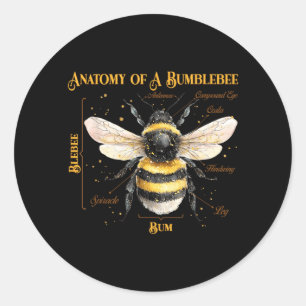 Funny Anatomy of A Bumblebee Sarcastic Humour Classic Round Sticker