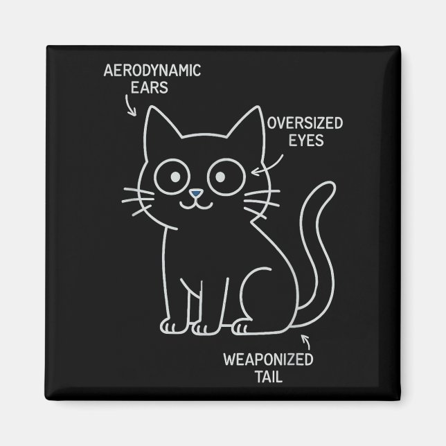 Funny Anatomy Of A Cat Blueprint Sarcastic Enginee Magnet (Front)