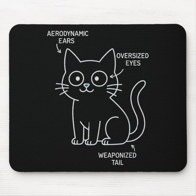 Funny Anatomy Of A Cat Blueprint Sarcastic Enginee Mouse Mat (Front)