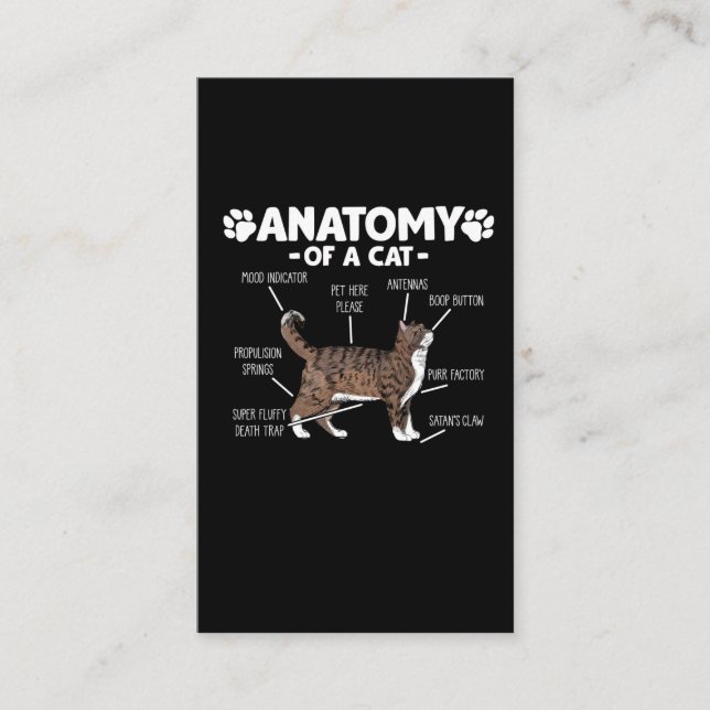 Funny Anatomy of a Cat Cute Kitty Lover Pet Owner Business Card (Front)