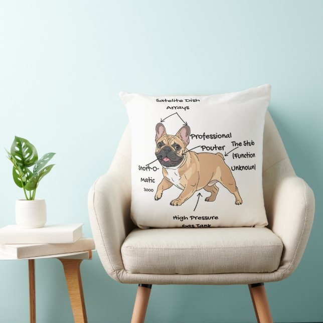 Funny Anatomy of a French Bulldog Illustration Cushion (Chair)