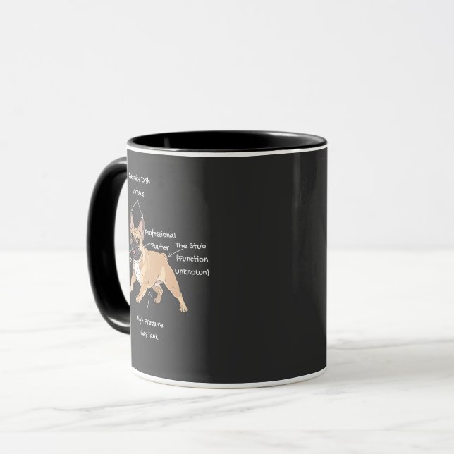 Funny Anatomy of a French Bulldog Illustration Mug (Front Left)