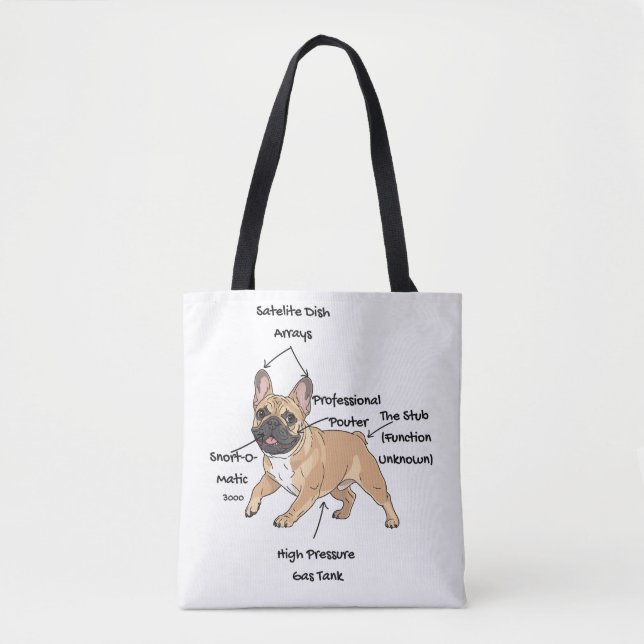 Funny Anatomy of a French Bulldog Illustration Tote Bag (Front)