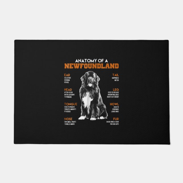 Funny Anatomy Of A Newfoundland Dogs Doormat (Front)