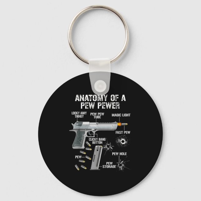 Funny Anatomy Of A Pew Pewer - Ammo Gun - Amendmen Key Ring (Front)