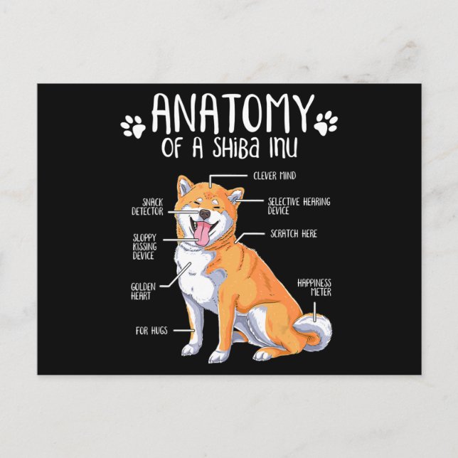 funny anatomy shiba inu dog lover gift invitation postcard (Front)