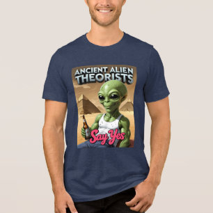 Funny Ancient Alien Beer Pyramid Tri-Blend Shirt