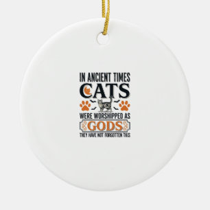 Funny Ancient Cats Worshipped As Gods Vintage Shir Ceramic Tree Decoration