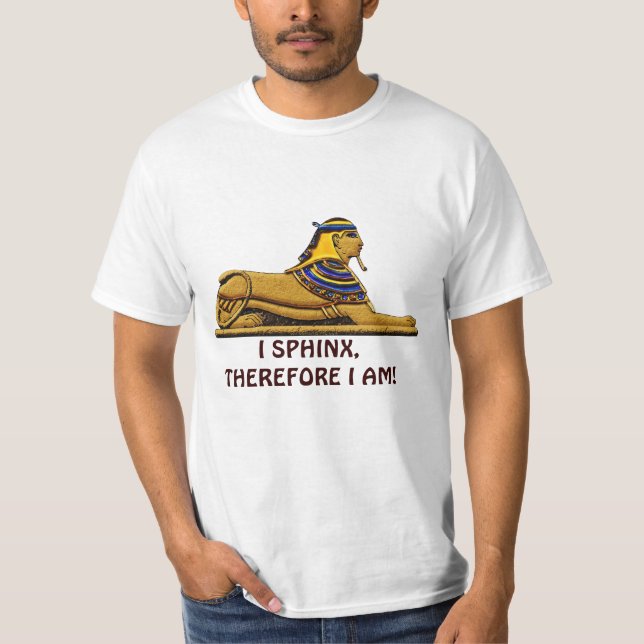 Funny Ancient Egyptian Sphinx Joke Design T-Shirt (Front)