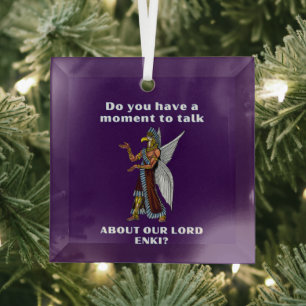 Funny Ancient UFO Annunaki Alien Glass Tree Decoration