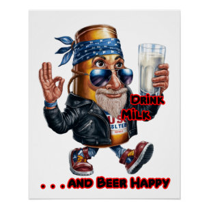 Funny and Colourful Can of Beer on a Poster