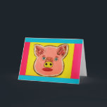 Funny and Colourful Pig Greeting Card<br><div class="desc">Smile when you see this warm and colourful pig greeting card!   A very unique pig!</div>