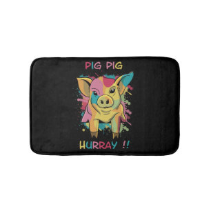 Funny and Colourful Pig Piglet Bath Mat