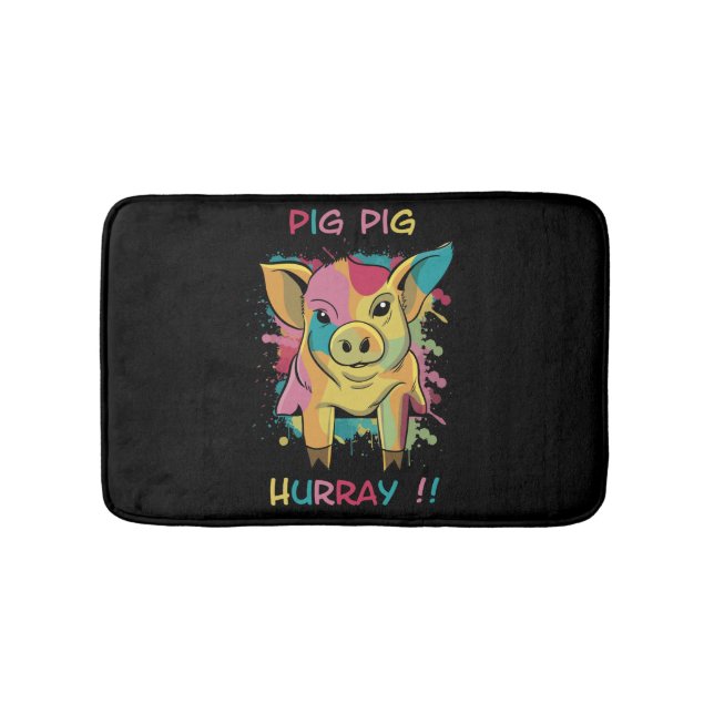 Funny and Colourful Pig Piglet Bath Mat (Front)