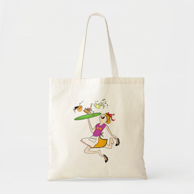 Funny and comical tote bag and shopping bag.  (Front)