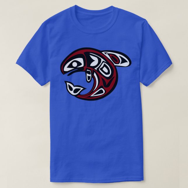 Funny and Cool Tribal Whale Totem Art Design T-Shirt (Design Front)
