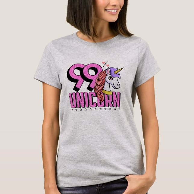 Funny and Cute animal with Hat 99 Percent Unicorn T-Shirt (Front)