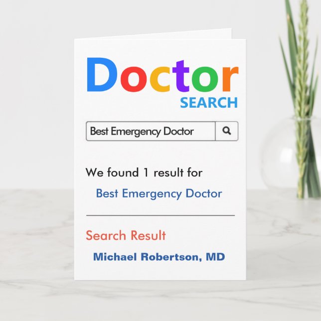 Funny and Cute Best Emergency Room Doctor Thank You Card (Front)