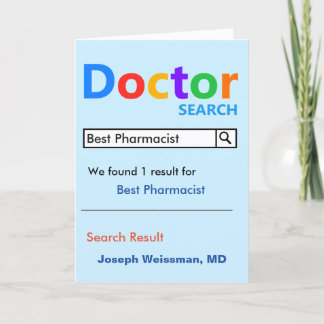 Funny and Cute Best Pharmacist Search Thank You Card