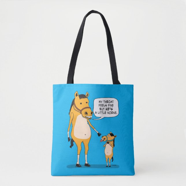 Funny and Cute Big Horse and Little Horse Tote Bag (Front)