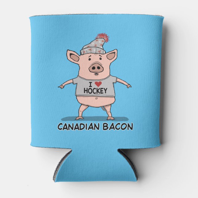 Funny and Cute Canadian Bacon Pig Can Cooler (Front)
