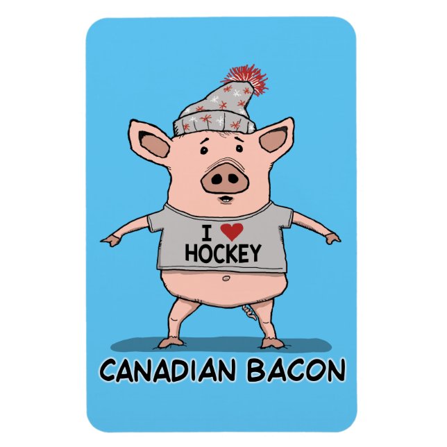 Funny and Cute Canadian Bacon Pig Magnet (Vertical)